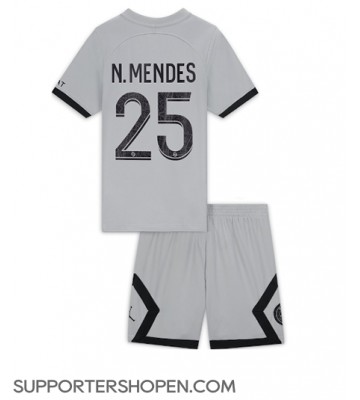 Paris Saint-Germain Nuno Mendes #25 Bortatröja Barn 2022-23 Kortärmad (+ korta byxor)